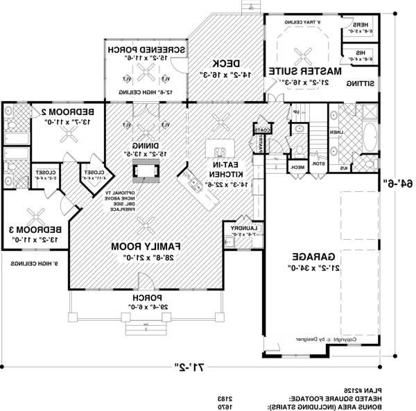 Main Level Floor Plan image of The Lake View House Plan